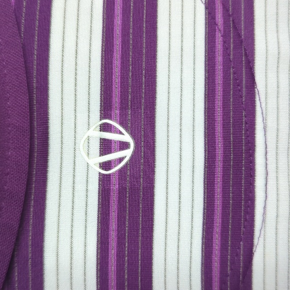 Golf style polo, purple and white stripes - Picture 6 of 9